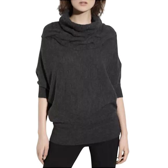 Vince Dark Grey Cowl Neck Oversized Soft Wool Braided Sweater XS - Picture 1 of 8